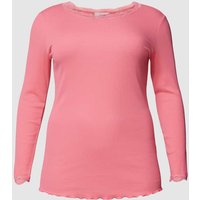 Fransa Plus PLUS SIZE Longsleeve mit Rippenstruktur Modell 'Zamond' in Pink, Größe 54-56 von Fransa Plus