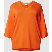 Fransa Plus PLUS SIZE Strickpullover mit V-Ausschnitt Modell 'Blume' in Orange, Größe 54-56 Fransa Plus PLUS SIZE Strickpullover mit V-Ausschnitt Modell 'Blume' in Orange, Größe 54-56 von Fransa Plus