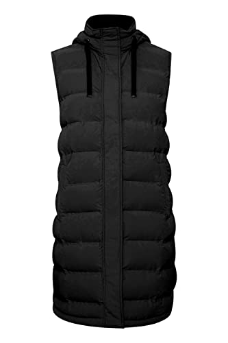 fransa FRBAFAB Damen Weste Steppweste Outdoor Weste Lange Weste mit Kapuze mit Reißverschluss mit hochabschließendem Kragen seitliche Eingrifftaschen, Größe:XL, Farbe:Black (200113) von fransa