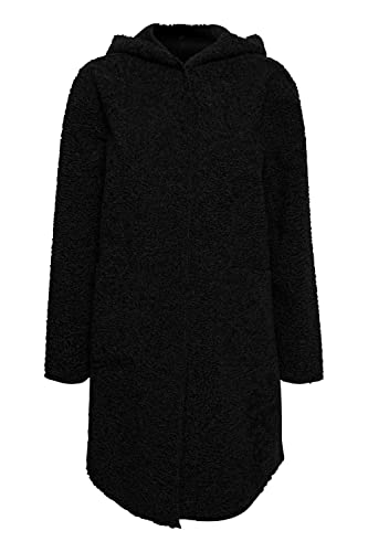 fransa FRCALAM Damen Wintermantel Wollmantel Winterjacke Wendejacke mit Teddy Fleece verdeckte Druckknöpfe Lang, Größe:XS, Farbe:Black (200113) von fransa