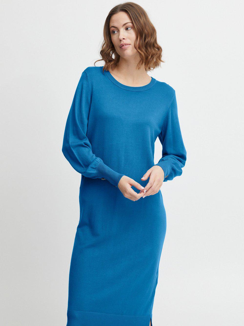 fransa Blusenkleid Damen Viskose Rundhals, blau von Fransa