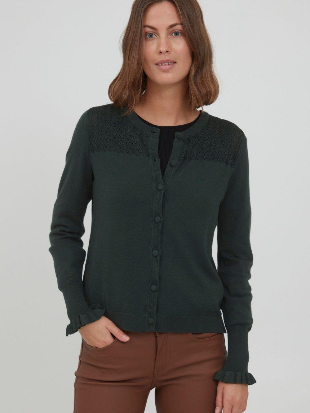 fransa Cardigan Damen Rundhals, grün von Fransa