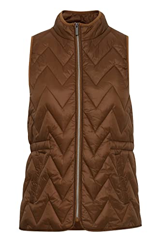 fransa FRBAPADDING Damen Weste Steppweste Outdoor Weste mit Seitentaschen mit Reißverschluss und Stehkragen normale Länge, Größe:L, Farbe:Gold Brown (200943) von fransa