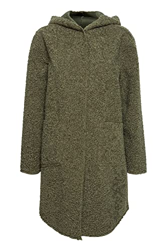 fransa FRCALAM Damen Wintermantel Wollmantel Winterjacke Wendejacke mit Teddy Fleece verdeckte Druckknöpfe Lang, Größe:L, Farbe:Hedge (180515) von fransa