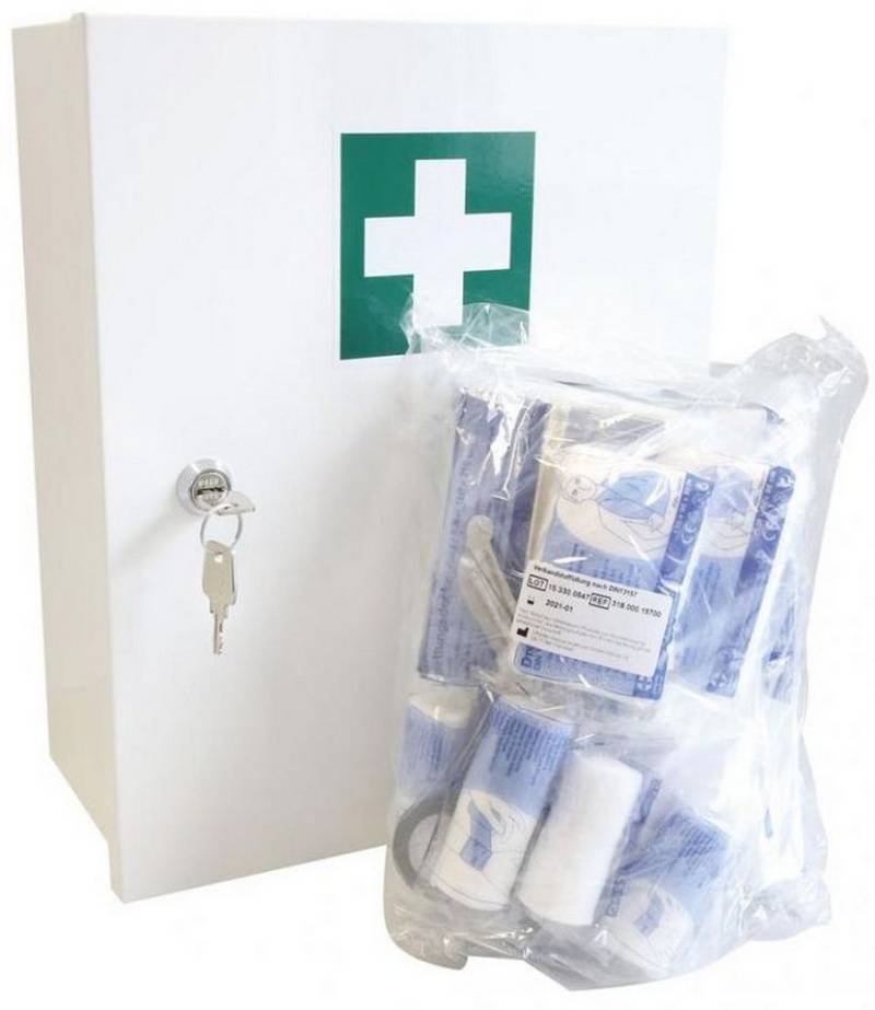 Franz Mensch Erste-Hilfe-Set Metall-Verbandschrank Basic 14,5x29x36cm weiß von Franz Mensch
