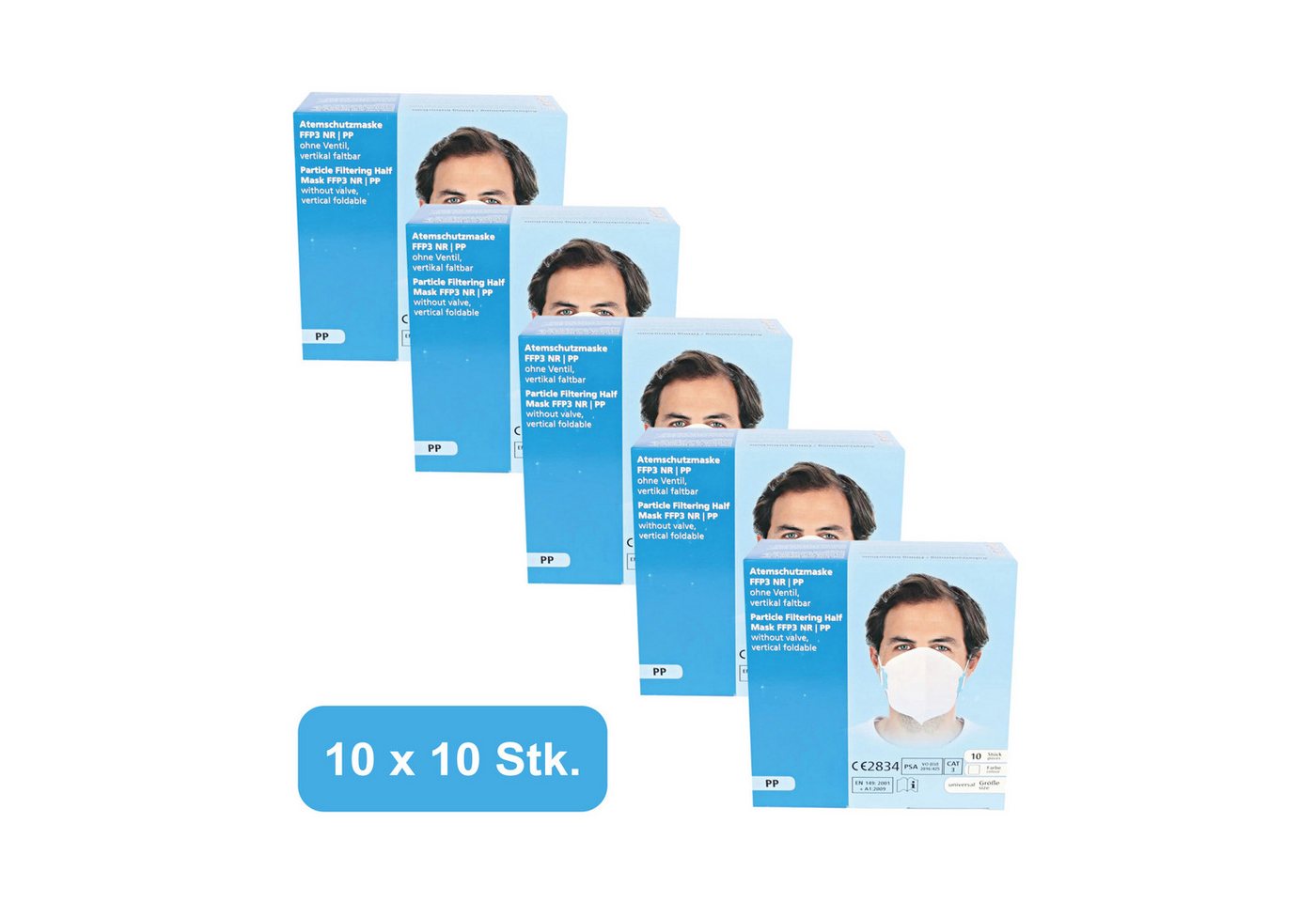 Franz Mensch Filtrierende Halbmasken FFP3 Atemschutzmasken FFP3 - vertikal faltbar mit Kopfschlaufe, 100-St. von Franz Mensch