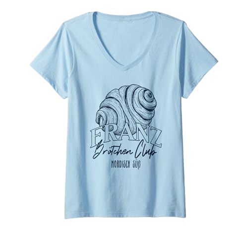 Damen Franzbrötchen Club - Nordisch Süß T-Shirt mit V-Ausschnitt Damen Franzbrötchen Club - Nordisch Süß T-Shirt mit V-Ausschnitt von Franz & Freunde