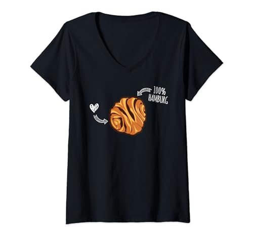 Damen Franzbrötchen Hamburg Norddeutschland Norden Spruch T-Shirt mit V-Ausschnitt Damen Franzbrötchen Hamburg Norddeutschland Norden Spruch T-Shirt mit V-Ausschnitt von Franzbrötchen Hamburg Norddeutschland