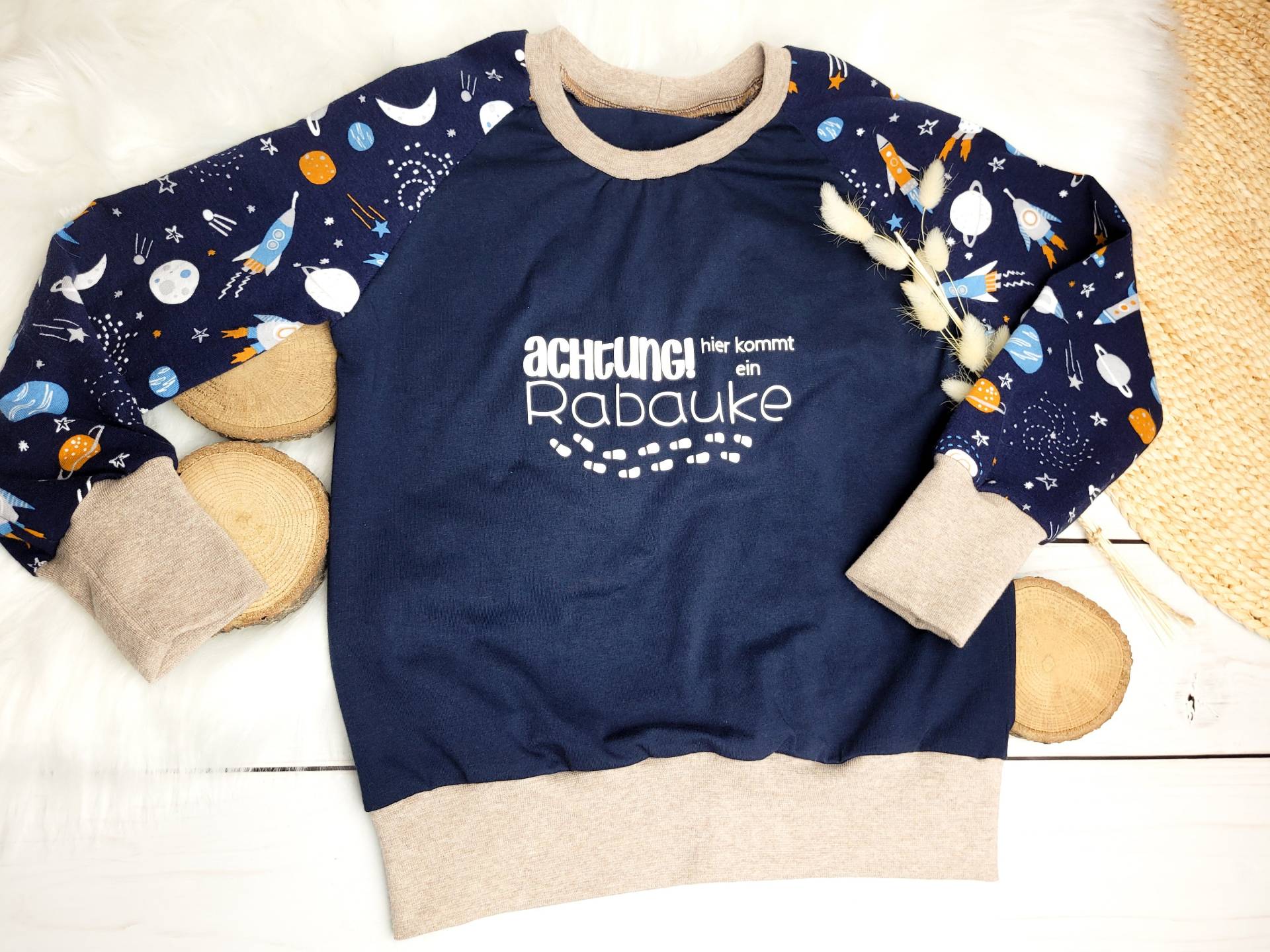 Leichter Pullover Mit Raketen U. Planeten, Gr. 74-98, Jersey, Frühling von FranziisNaehkiste