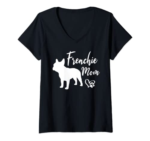 Damen Frenchie Mom Französische Bulldogge Lustiges Hundehalter T-Shirt mit V-Ausschnitt Damen Frenchie Mom Französische Bulldogge Lustiges Hundehalter T-Shirt mit V-Ausschnitt von Französische Bulldogge Geschenkideen & mehr
