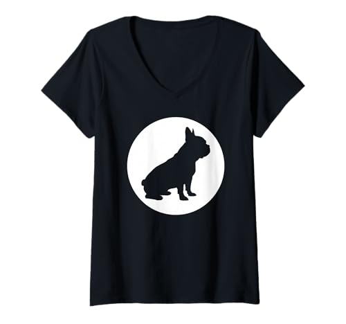 Damen Französische Bulldogge French Bulldog Frenchie Hund Frauen T-Shirt mit V-Ausschnitt Damen Französische Bulldogge French Bulldog Frenchie Hund Frauen T-Shirt mit V-Ausschnitt von Französische BulldoggeDog Hunde Kleidung