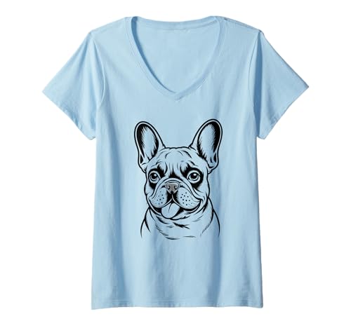 Damen Französische Bulldogge French Bulldog Frenchie Hund Frauen T-Shirt mit V-Ausschnitt Damen Französische Bulldogge French Bulldog Frenchie Hund Frauen T-Shirt mit V-Ausschnitt von Französische BulldoggeDog Hunde Kleidung
