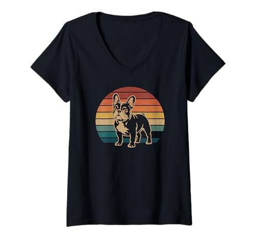 Damen Französische Bulldogge French Bulldog Frenchie Hund Frauen T-Shirt mit V-Ausschnitt Damen Französische Bulldogge French Bulldog Frenchie Hund Frauen T-Shirt mit V-Ausschnitt von Französische BulldoggeDog Hunde Kleidung