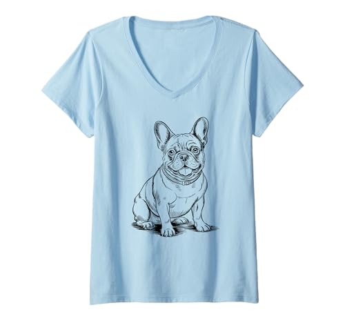 Damen Französische Bulldogge French Bulldog Frenchie Hund Frauen T-Shirt mit V-Ausschnitt Damen Französische Bulldogge French Bulldog Frenchie Hund Frauen T-Shirt mit V-Ausschnitt von Französische BulldoggeDog Hunde Kleidung