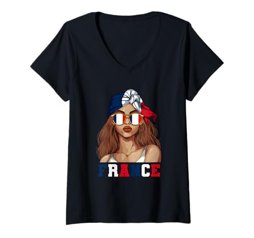 Damen Frankreich Franzosen Frau T-Shirt mit V-Ausschnitt Damen Frankreich Franzosen Frau T-Shirt mit V-Ausschnitt von Franzosen Frankreich Geschenk