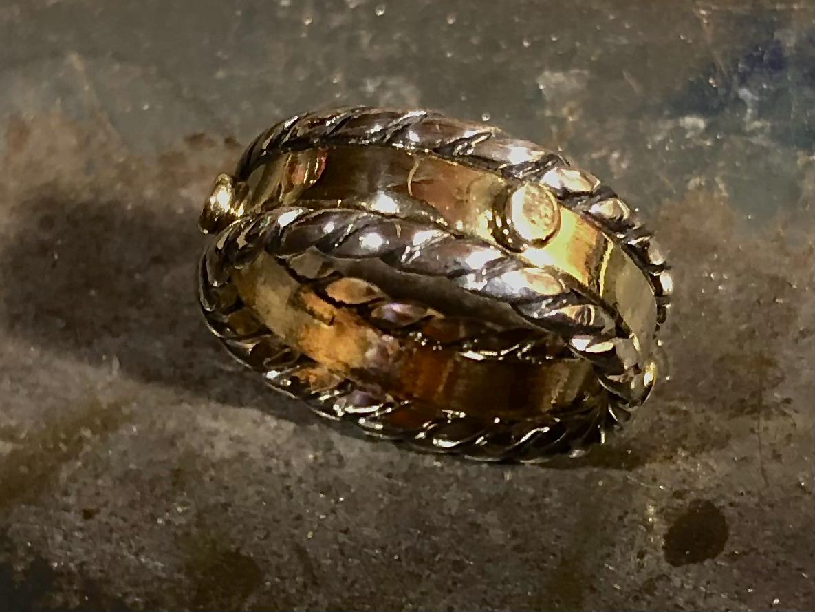 Geflochtener Twisted Ring Aus Sterling Silber & Gold | Handgefertigtes Boho Band von FrapeStudio