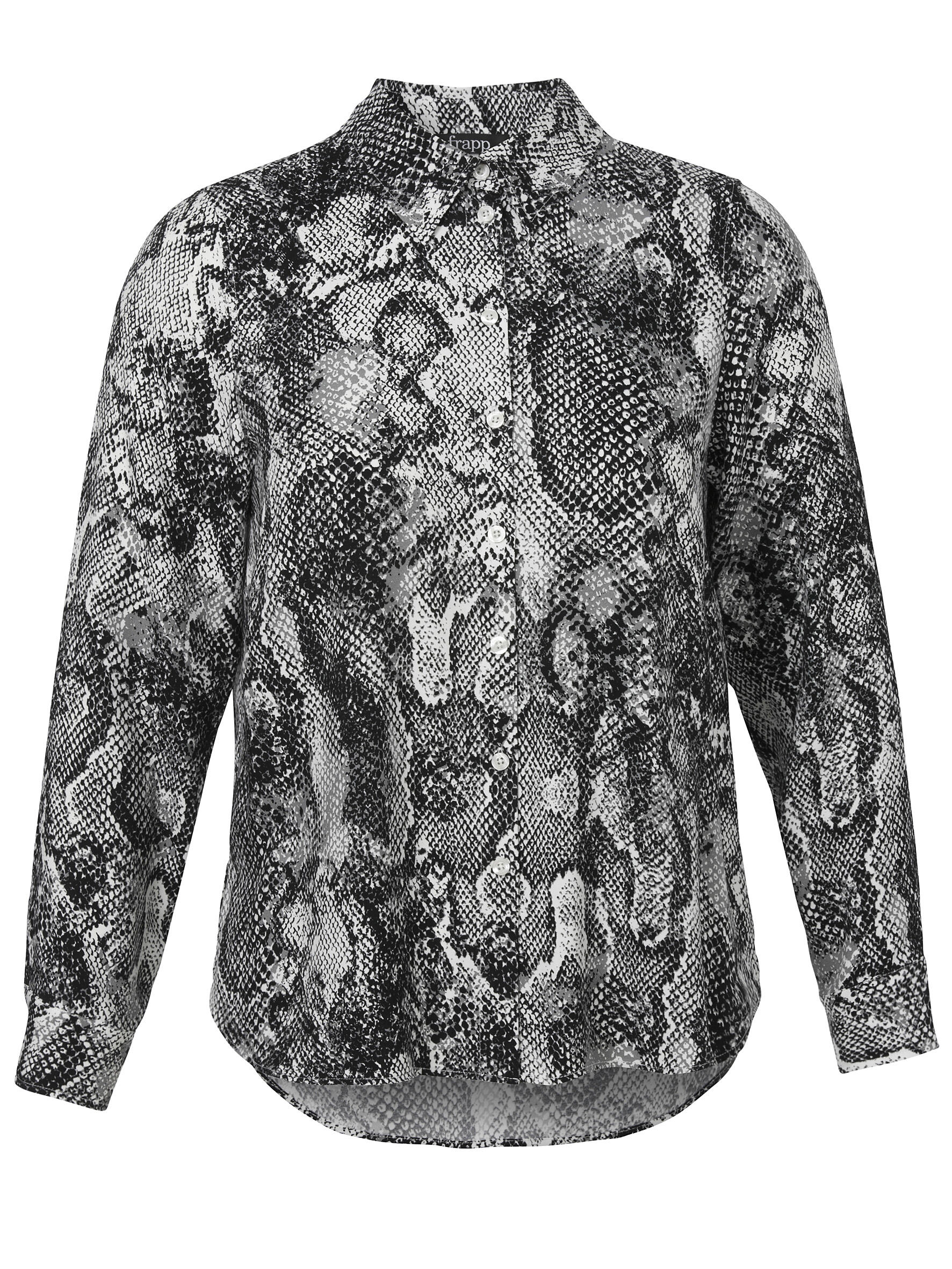 Frapp - Bluse Hemdkragen 1/1 Arm Druck black multicolor - Gr. - 46 von Frapp