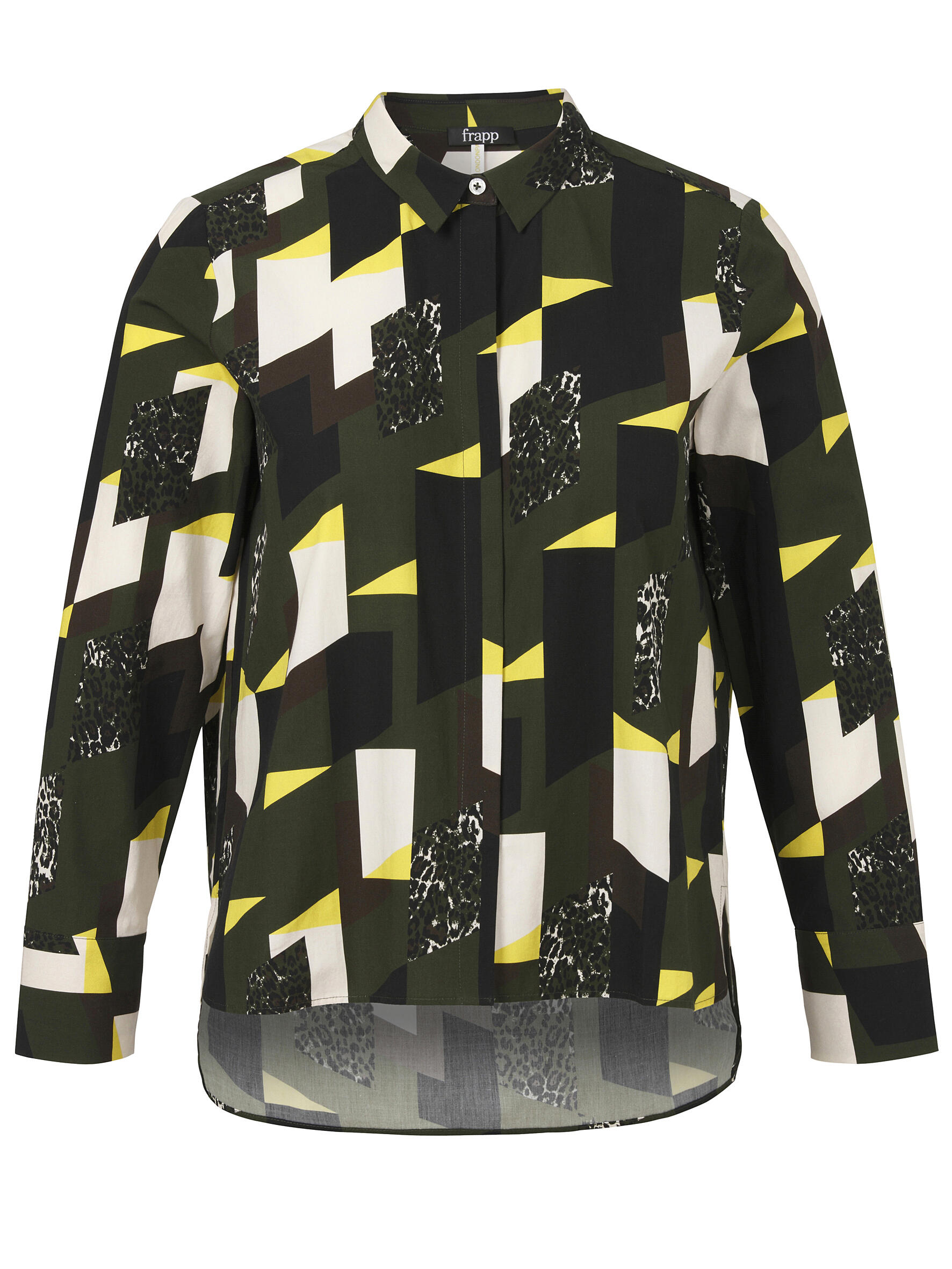 Frapp - Bluse Hemdkragen 1/1 Arm Druck khaki multicolor - Gr. - 48 von Frapp