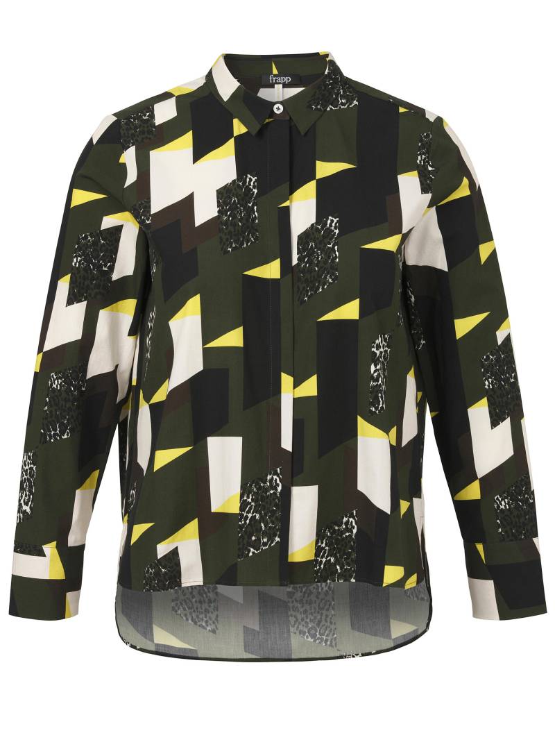 Frapp - Bluse Hemdkragen 1/1 Arm Druck khaki multicolor - Gr. - 52 von Frapp