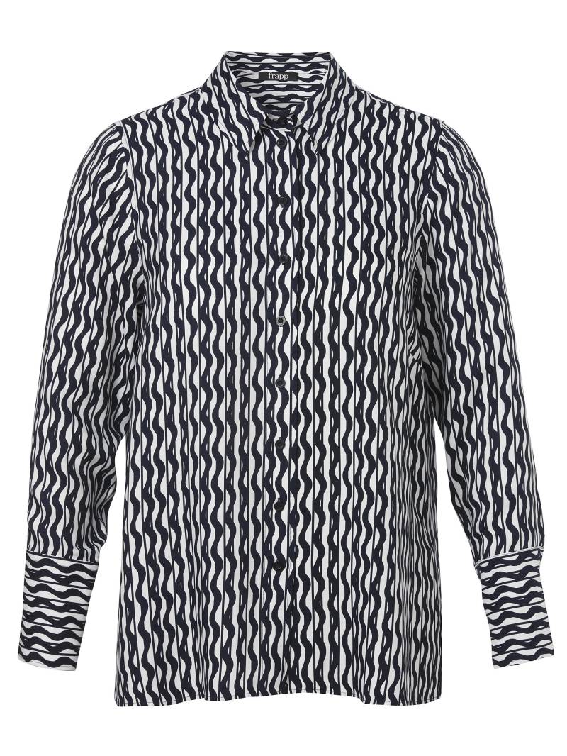 Frapp - Bluse Hemdkragen 1/1 Arm Druck navy / offwhite - Gr. - 54 von Frapp