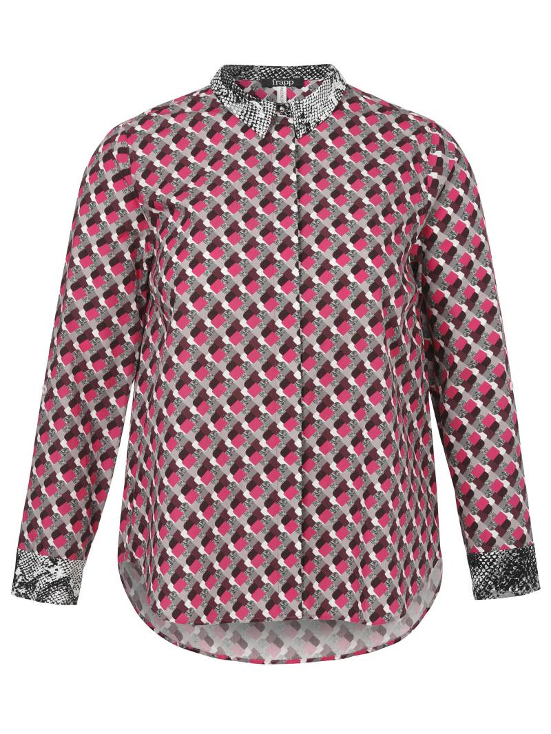 Frapp - Bluse Hemdkragen 1/1 Arm Druck pink multicolor - Gr. - 54 von Frapp