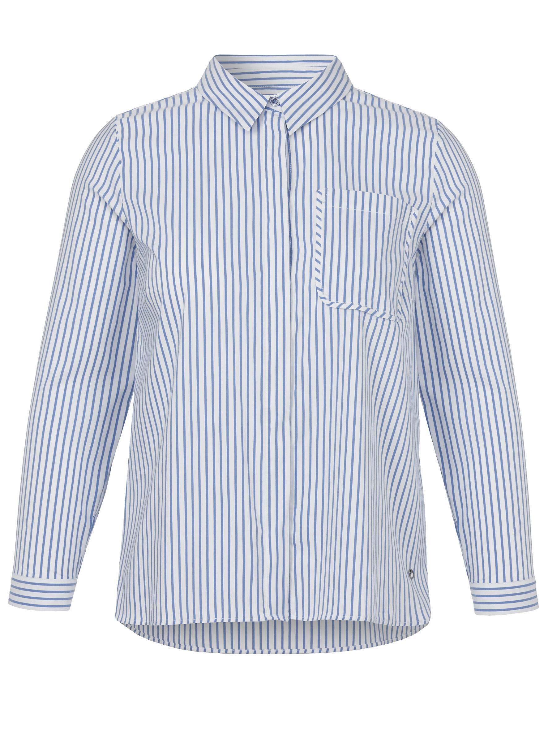 Frapp - Bluse Hemdkragen 1/1 Arm Streifen azur / cream white - Gr. - 50 von Frapp