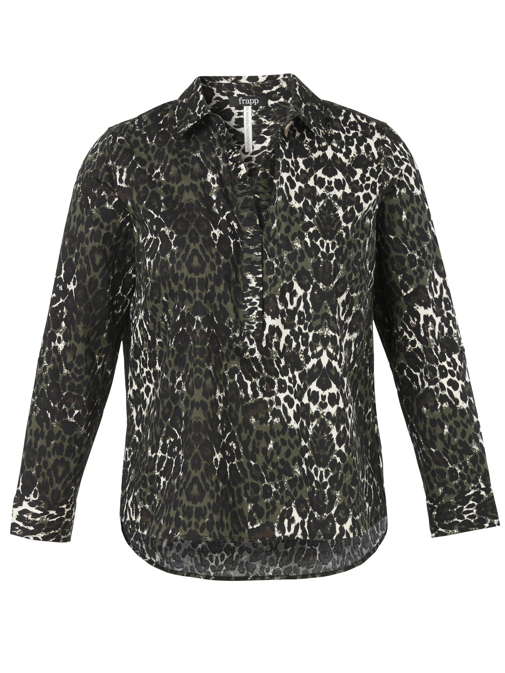 Frapp - Bluse Kragen 1/1 Arm Druck black multicolor - Gr. - 54 von Frapp
