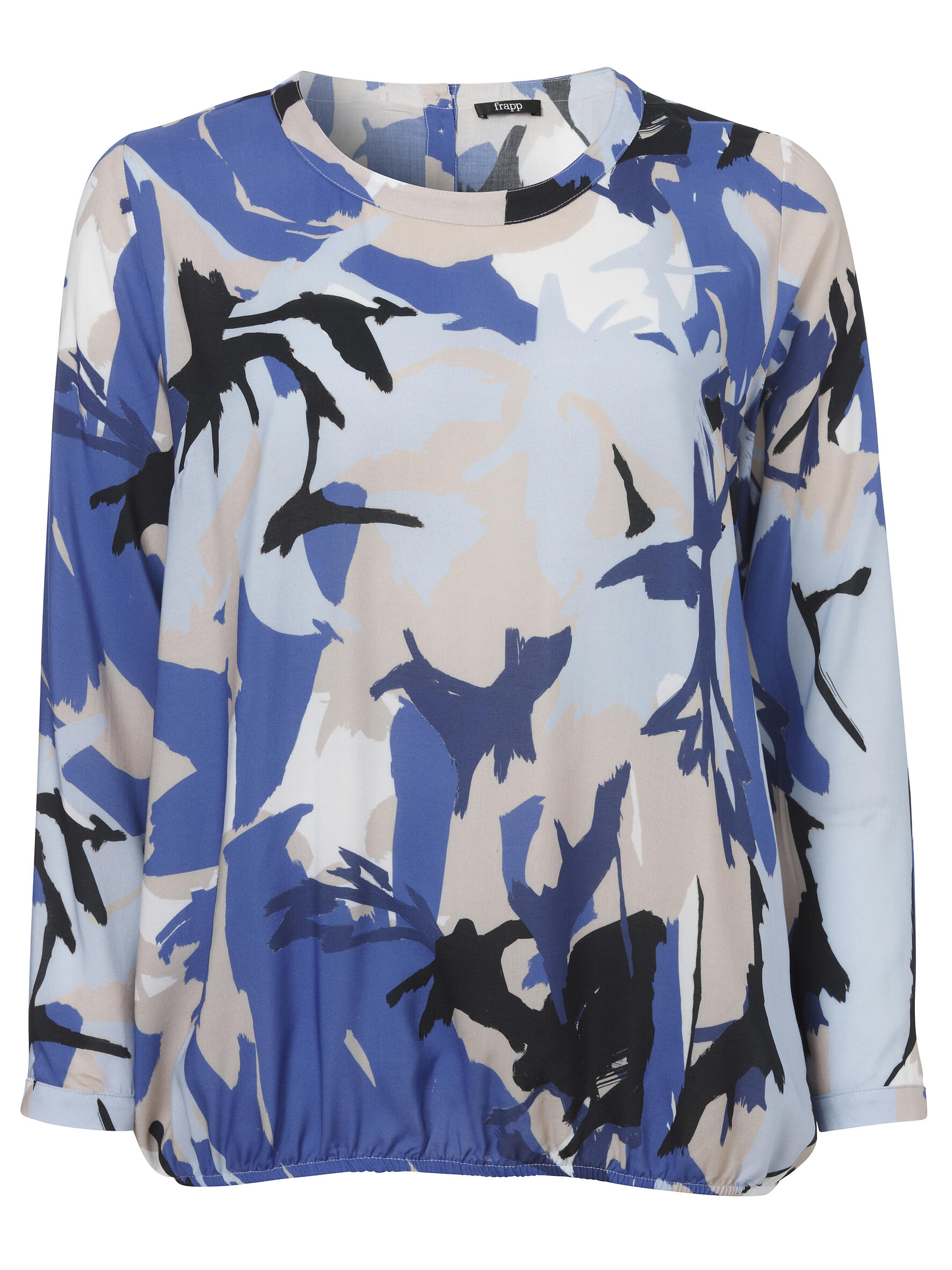 Frapp - Bluse Rundhals 1/1 Arm Druck navy multicolor - Gr. - 48 von Frapp
