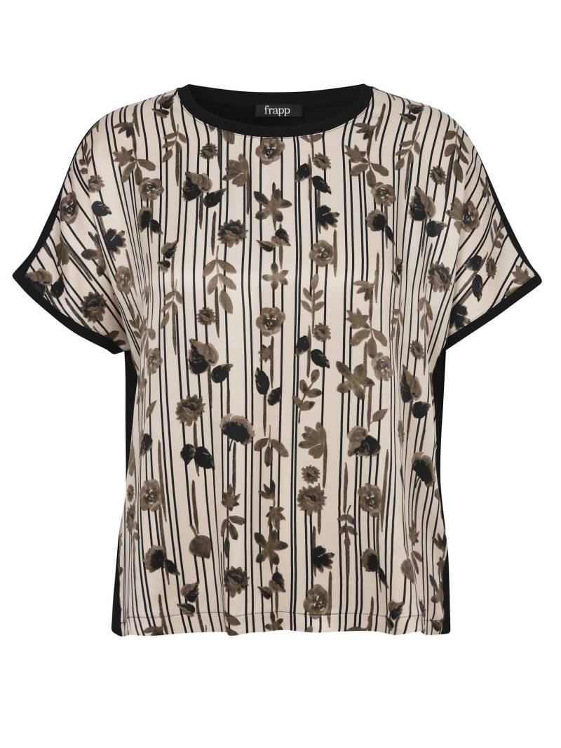 Frapp - Bluse Rundhals ohne Arm Druck black / bisquit - Gr. - 48 von Frapp