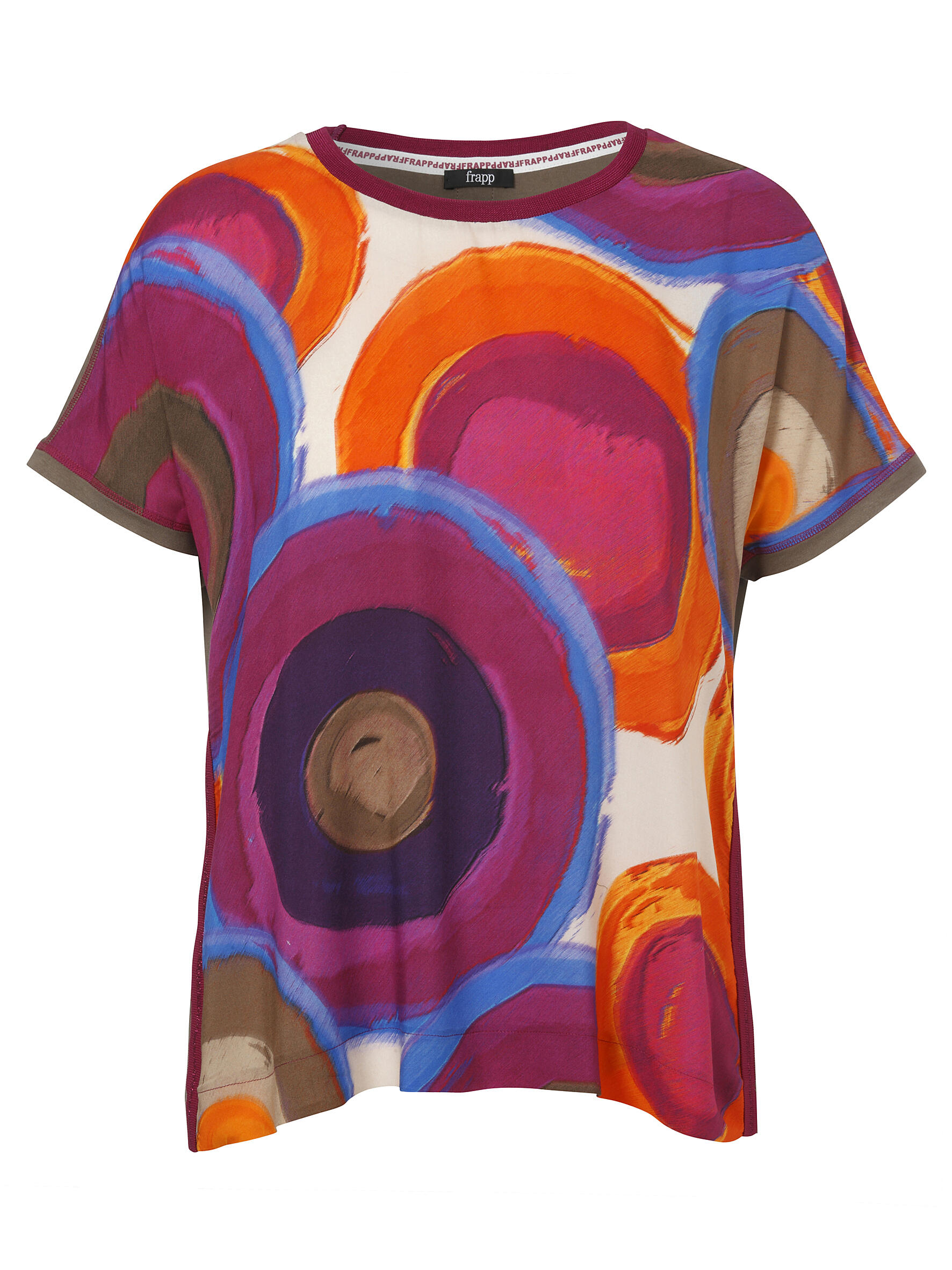 Frapp - Bluse Rundhals ohne Arm Druck nougat multicolor - Gr. - 44 von Frapp