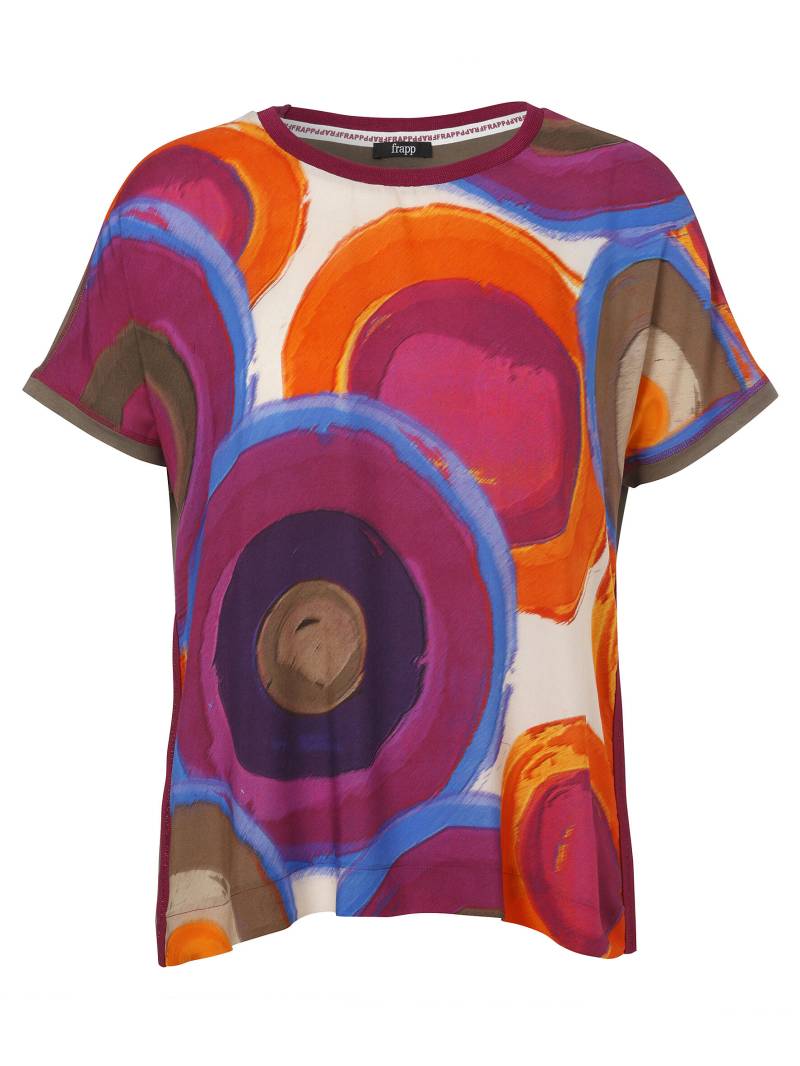 Frapp - Bluse Rundhals ohne Arm Druck nougat multicolor - Gr. - 52 von Frapp