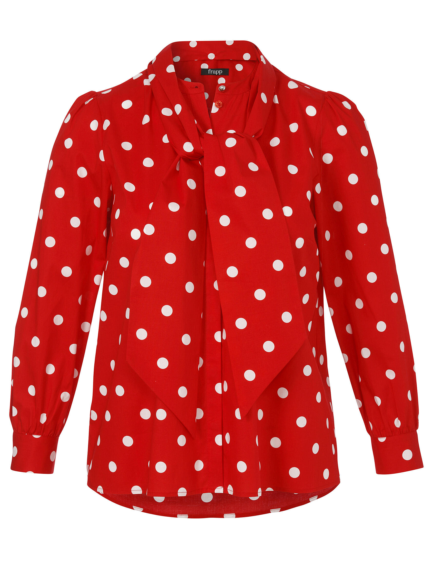 Frapp - Bluse Stehkragen 1/1 Arm Druck Schluppe red / offwhite - Gr. - 46 von Frapp