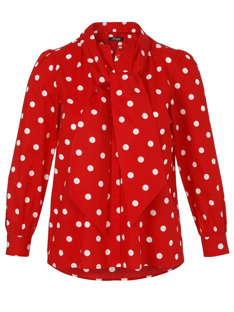 Frapp - Bluse Stehkragen 1/1 Arm Druck Schluppe red / offwhite - Gr. - 48 von Frapp