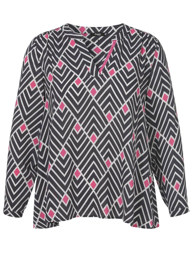 Frapp - Bluse V-Ausschnitt 1/1 Arm Druck anthracite multicol - Gr. - 46 von Frapp