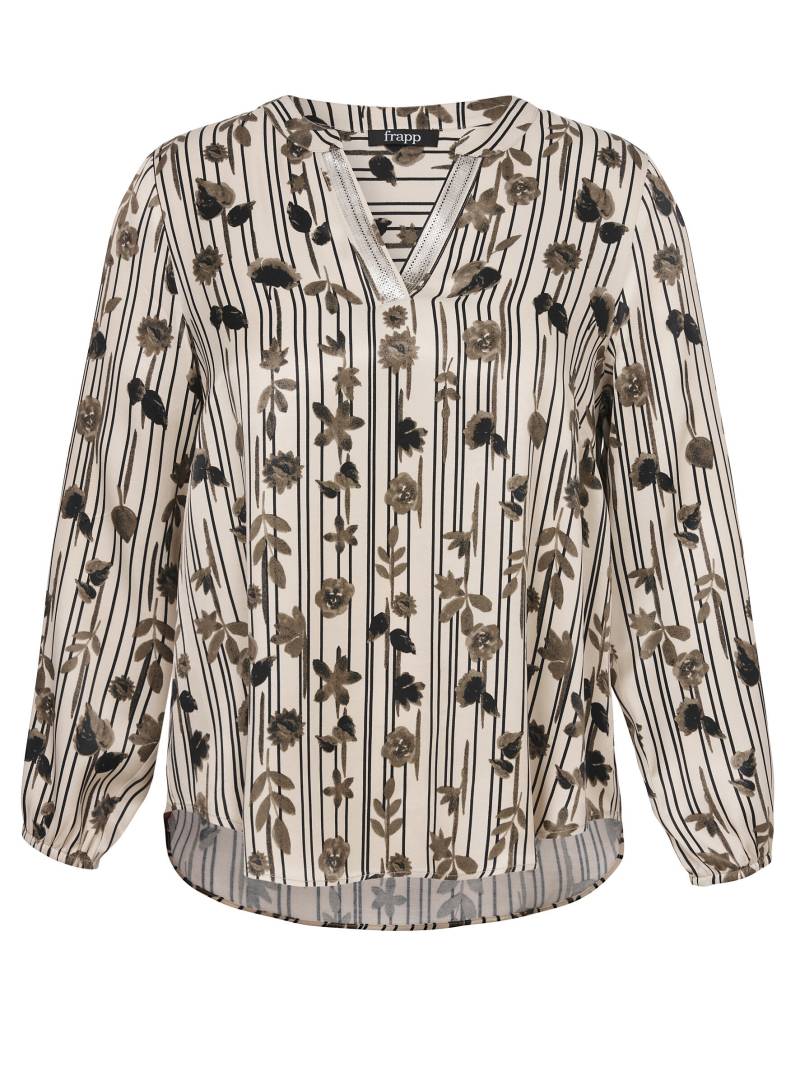 Frapp - Bluse V-Ausschnitt 1/1 Arm Druck bisquit / black - Gr. - 44 von Frapp
