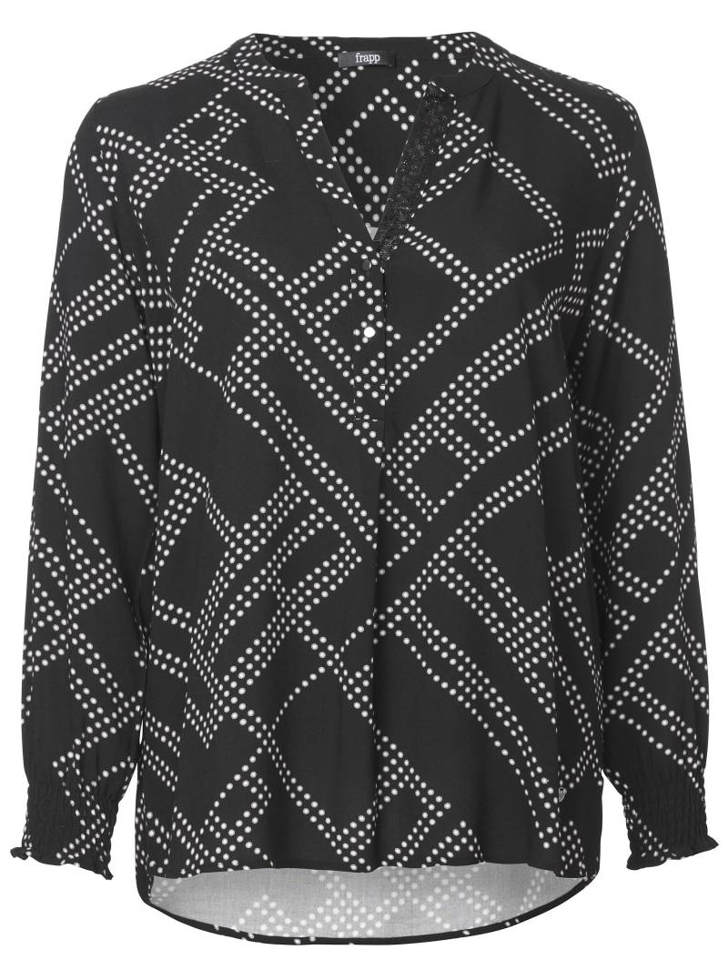 Frapp - Bluse V-Ausschnitt 1/1 Arm Druck black multicolor - Gr. - 54 von Frapp