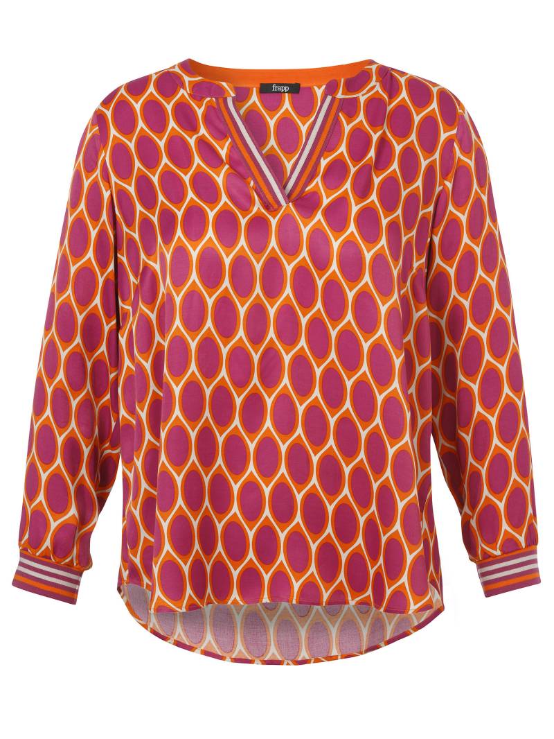 Frapp - Bluse V-Ausschnitt 1/1 Arm Druck fuchsia multicolor - Gr. - 46 von Frapp