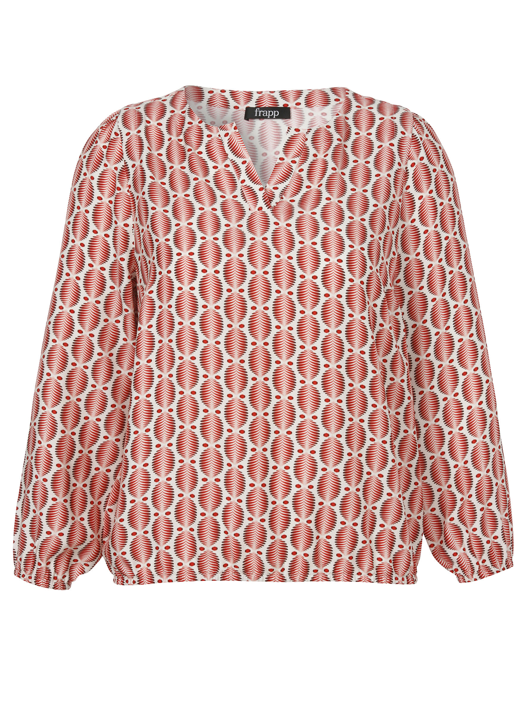 Frapp - Bluse V-Ausschnitt 1/1 Arm Druck red multicolor - Gr. - 50 von Frapp