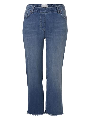 Frapp Damen 7/8-Jeans mit Fransen Light Blue Denim 52 von Frapp