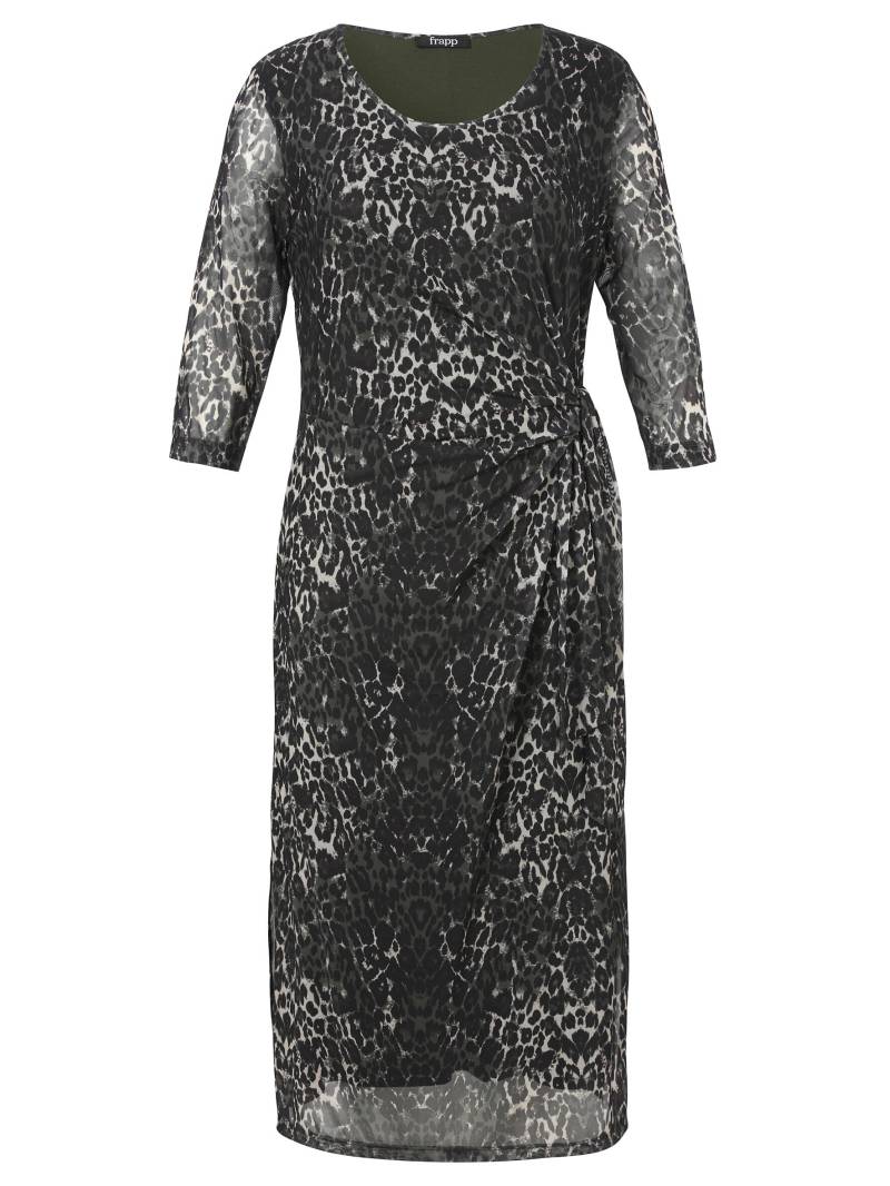 Frapp - Kleid Rundhals 3/4 Arm Druck khaki multicolor - Gr. - 48 von Frapp