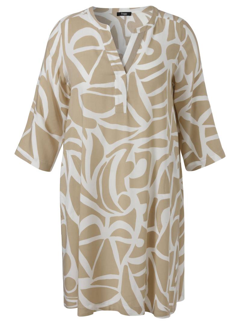 Frapp - Kleid V-Ausschnitt 3/4 Arm Druck powder / offwhite - Gr. - 50 von Frapp