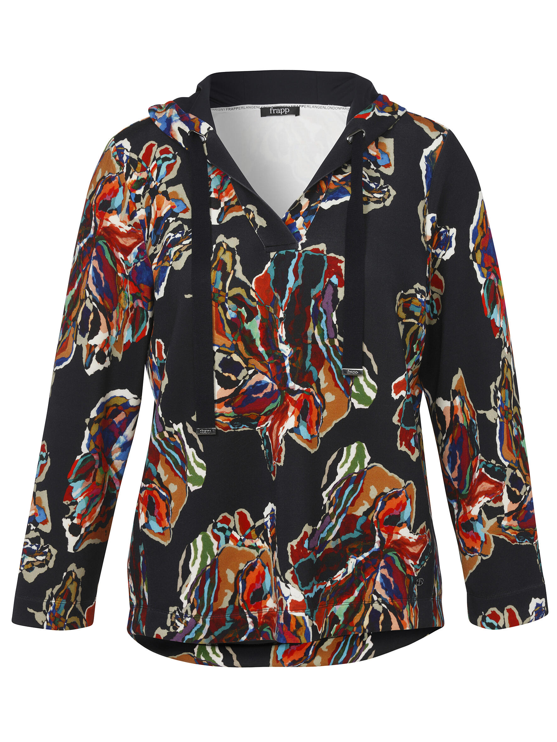 Frapp - Sweatshirt Kapuze 1/1 Arm Druck navy multicolor - Gr. - 54 von Frapp