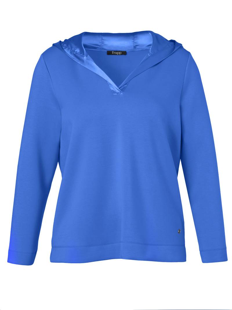 Frapp - Sweatshirt Kapuze 1/1 Arm Materialmix azur - Gr. - 54 von Frapp