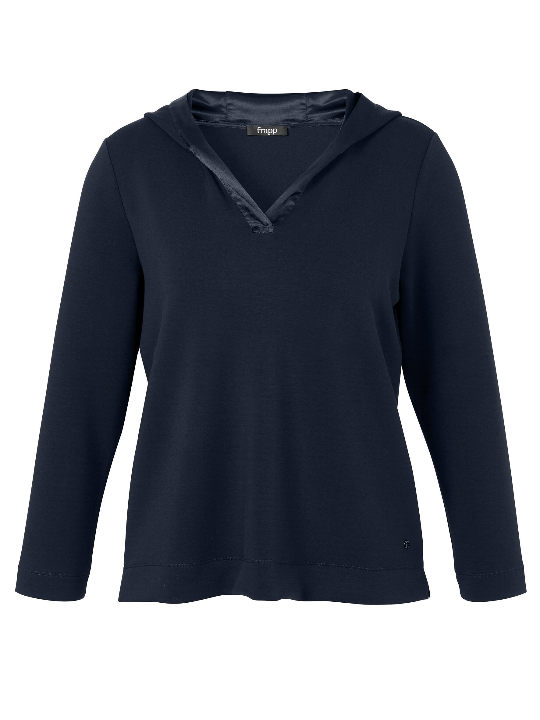 Frapp - Sweatshirt Kapuze 1/1 Arm Materialmix navy - Gr. - 54 von Frapp