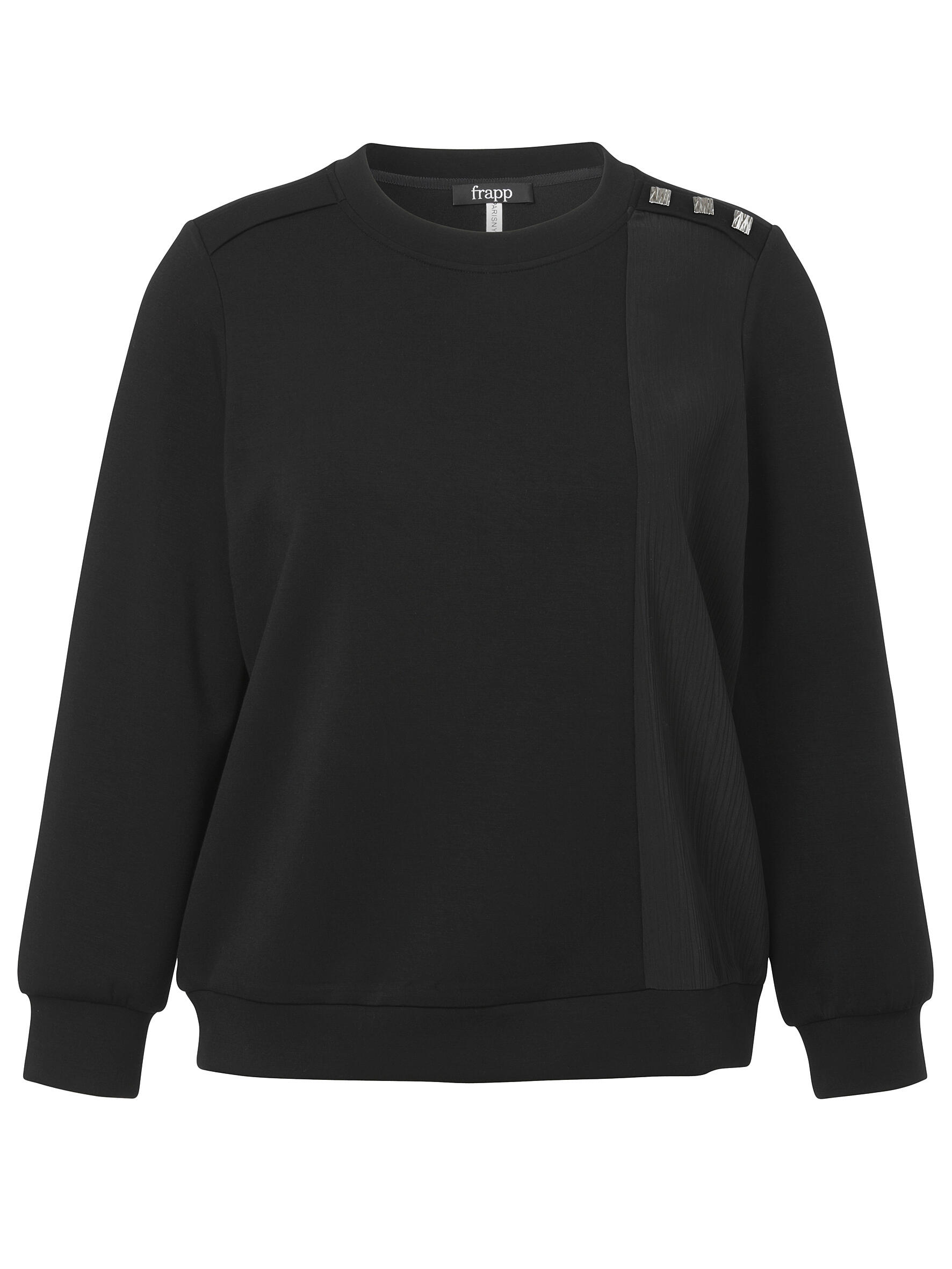 Frapp - Sweatshirt Rundhals 1/1 Arm Materialmix black - Gr. - 52 von Frapp