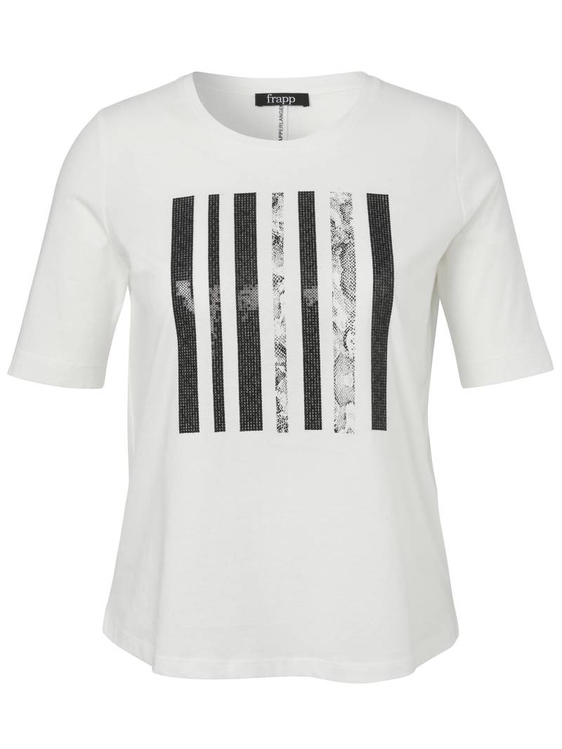 Frapp - T-Shirt Rundhals 1/2 Arm Motiv offwhite / black - Gr. - 46 von Frapp