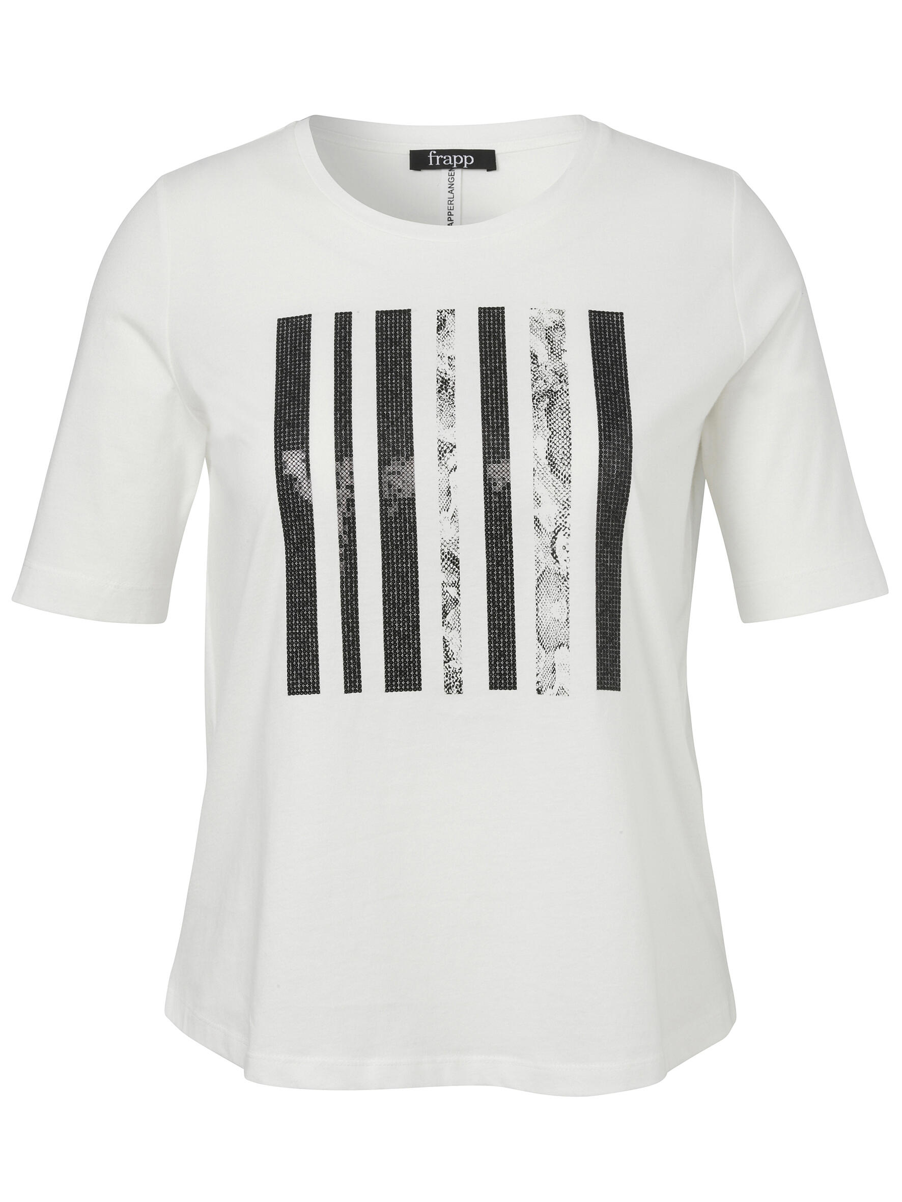 Frapp - T-Shirt Rundhals 1/2 Arm Motiv offwhite / black - Gr. - 48 von Frapp