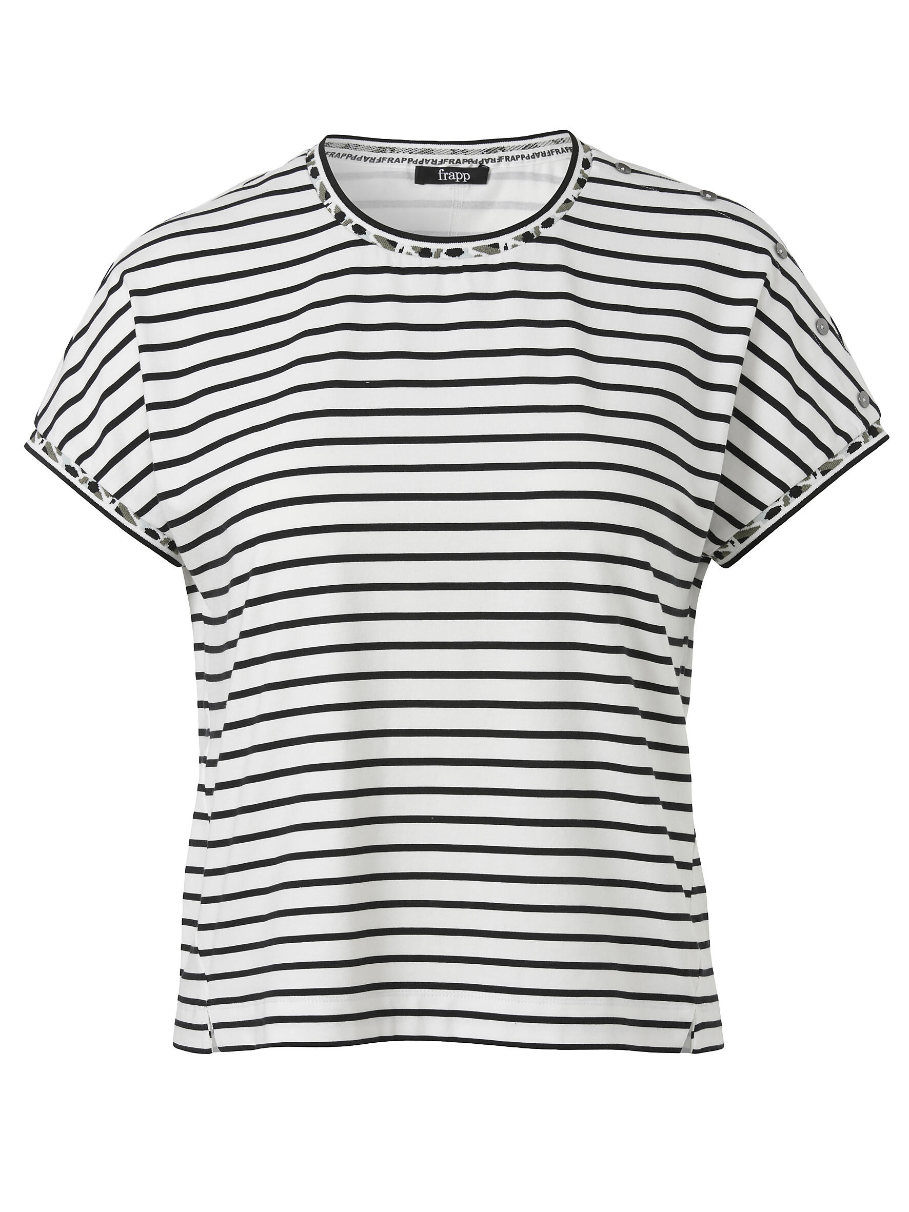 Frapp - T-Shirt Rundhals ohne Arm Ringel offwhite multicolor - Gr. - 44 von Frapp