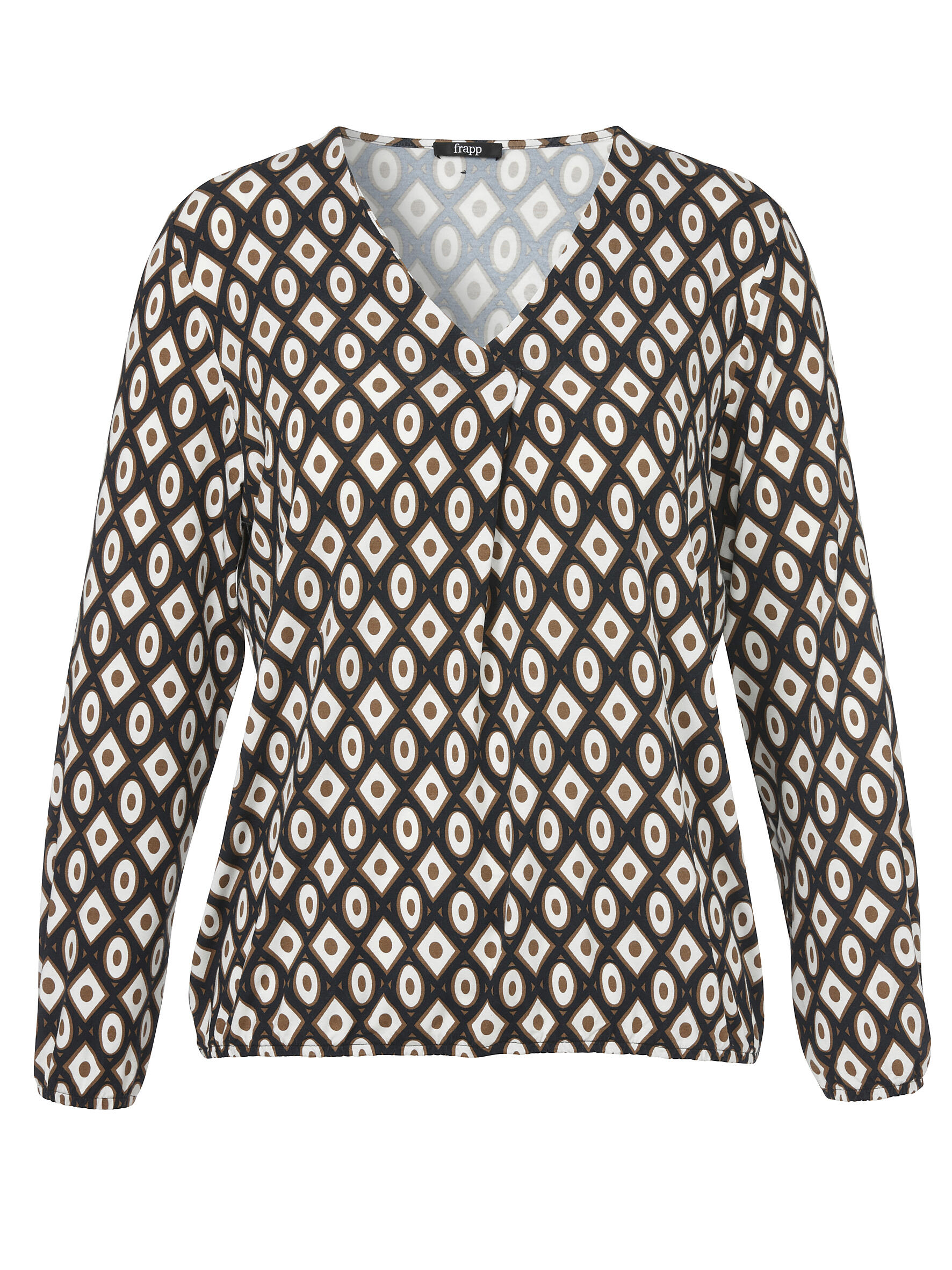 Frapp - T-Shirt V-Ausschnitt 1/1 Arm Druck cognac multicolor - Gr. - 54 von Frapp