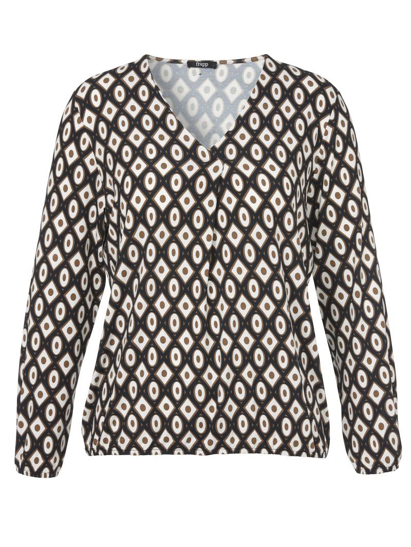 Frapp - T-Shirt V-Ausschnitt 1/1 Arm Druck cognac multicolor - Gr. - 54 von Frapp